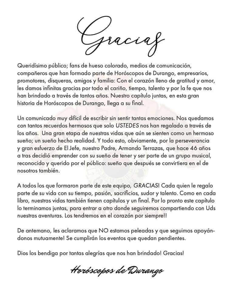 Anuncia Horóscopos de Durango su final