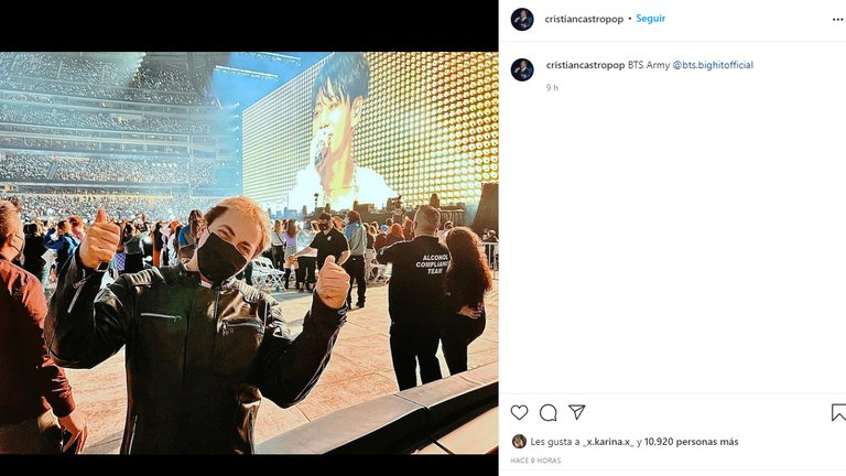 Cristian Castro se declaró fan de BTS y acude a su concierto