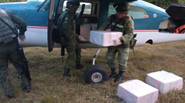 Asegura la Sedena aeronave con 400 kilos de cocaína en Oaxaca.