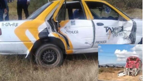 Taxista intenta ganarle el paso al tren; no lo logra y es arrastrado