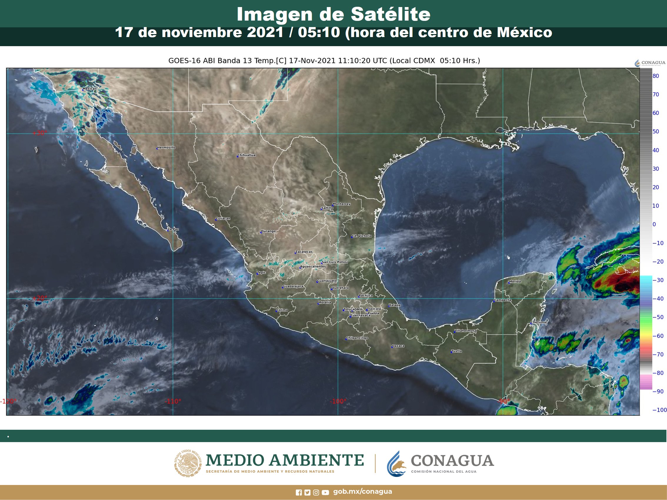Clima en Quintana Roo para hoy miércoles 17 de noviembre; se pronostican lluvias puntuales fuertes para la entidad y Yucatán.