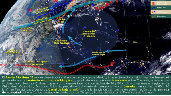 Debido al Frente Frío número 13, bajarán las temperaturas en 21 estados del país