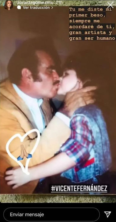 Mamá de Zoraida Gómez justifica el "primer beso" de la actriz con Vicente Fernández