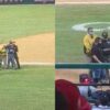 Umpire es detenido en pleno juego (video)