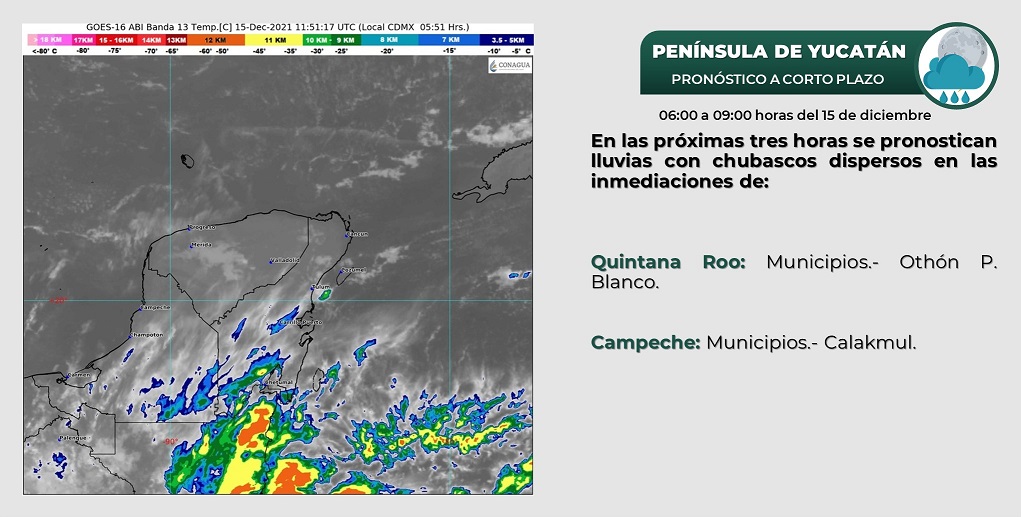 Clima: Se esperan lluvias para este miércoles en Quintana Roo; un canal de baja presión se extiende sobre el sureste del país.