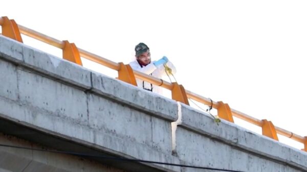 Dejan colgados dos cuerpos en un puente carretero