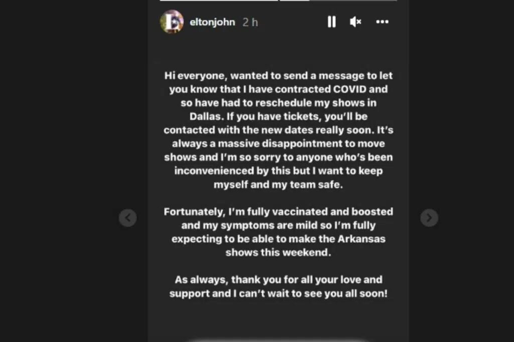 Elton John cancela sus conciertos tras dar positivo a Covid-19