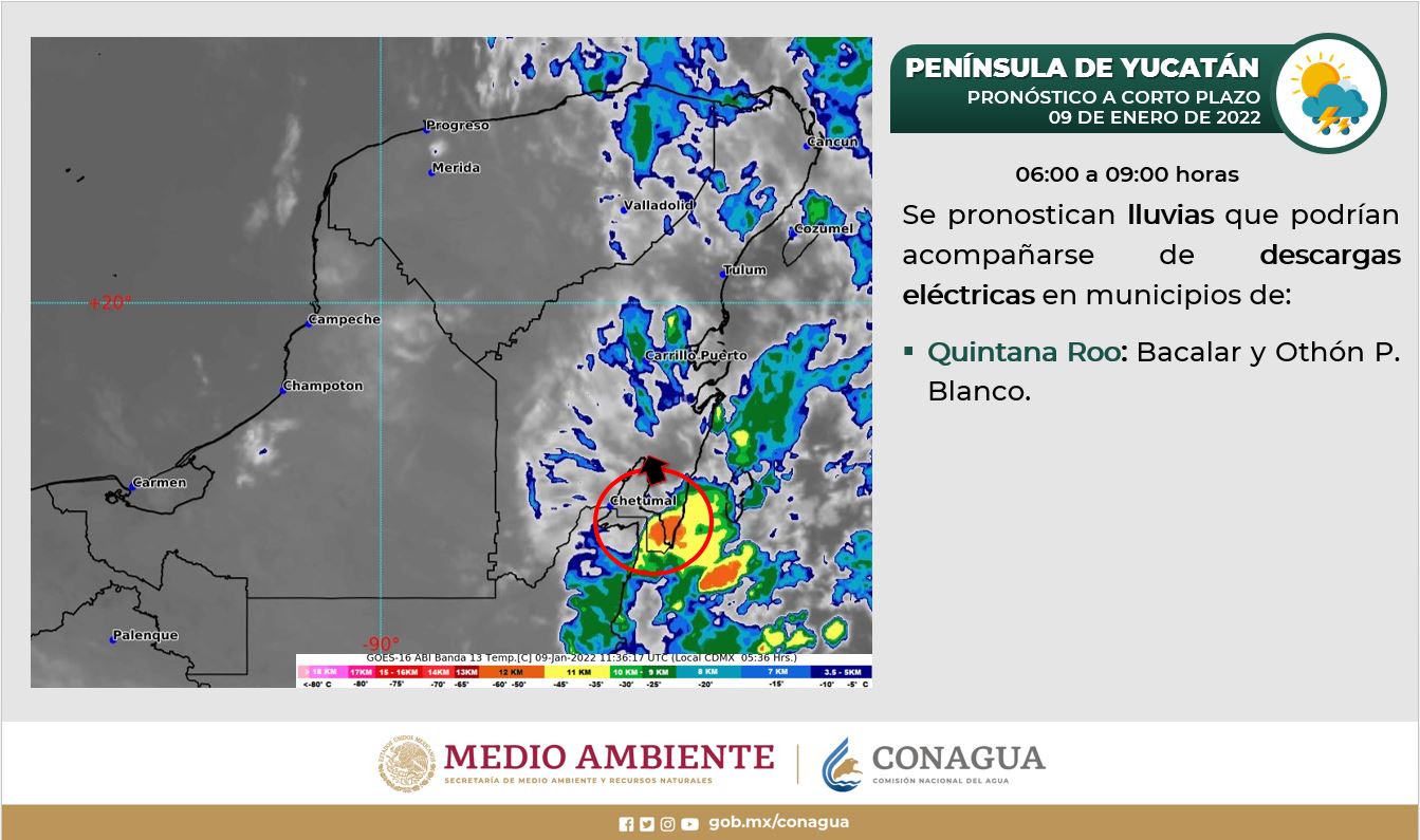 Clima Quintana Roo: Se esperan lluvias para hoy domingo; entrada de humedad del océano del Golfo de México y Mar Caribe propiciarán chubascos.