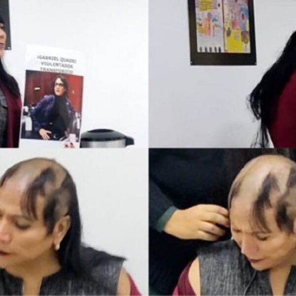 Protesta rapándose Salma Luévano por discurso transfóbico de Quadri