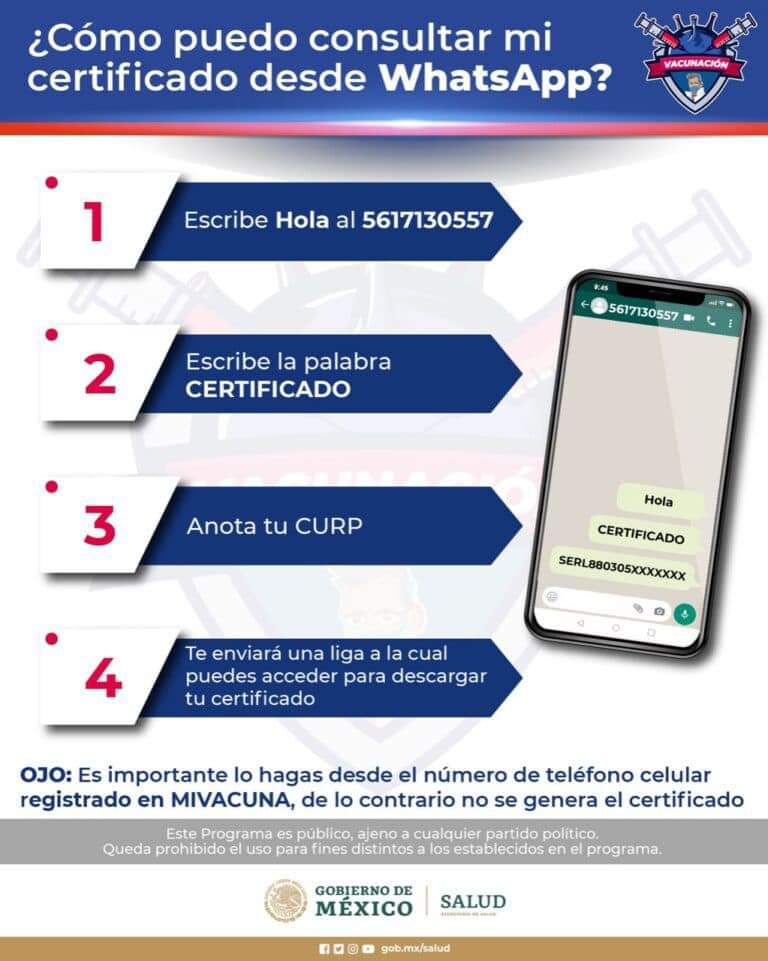 Estos son los pasos para obtener el certificaco de vacunación, vía WhatsApp.