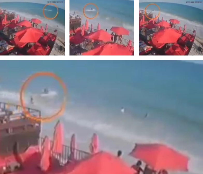 Así huyeron los asesinos del gerente de playa Mamita's (VIDEO); en una grabación se ve a dos sujetos abordar una moto acuática.