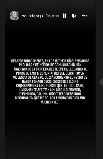 Belinda tomará acción legal por calumnias de periodistas