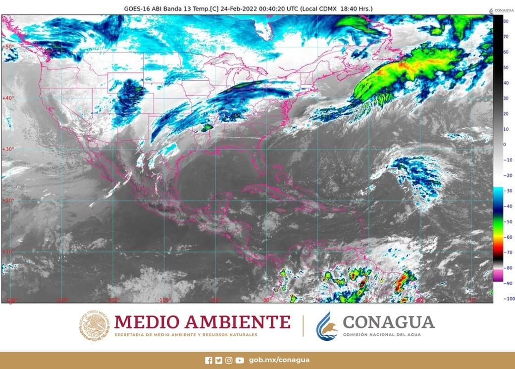 Pronóstico del clima para hoy jueves 24 de febrero en Quintana Roo; ambiente caluroso, cielo medio nublado y probabilidad de lluvias aisladas.