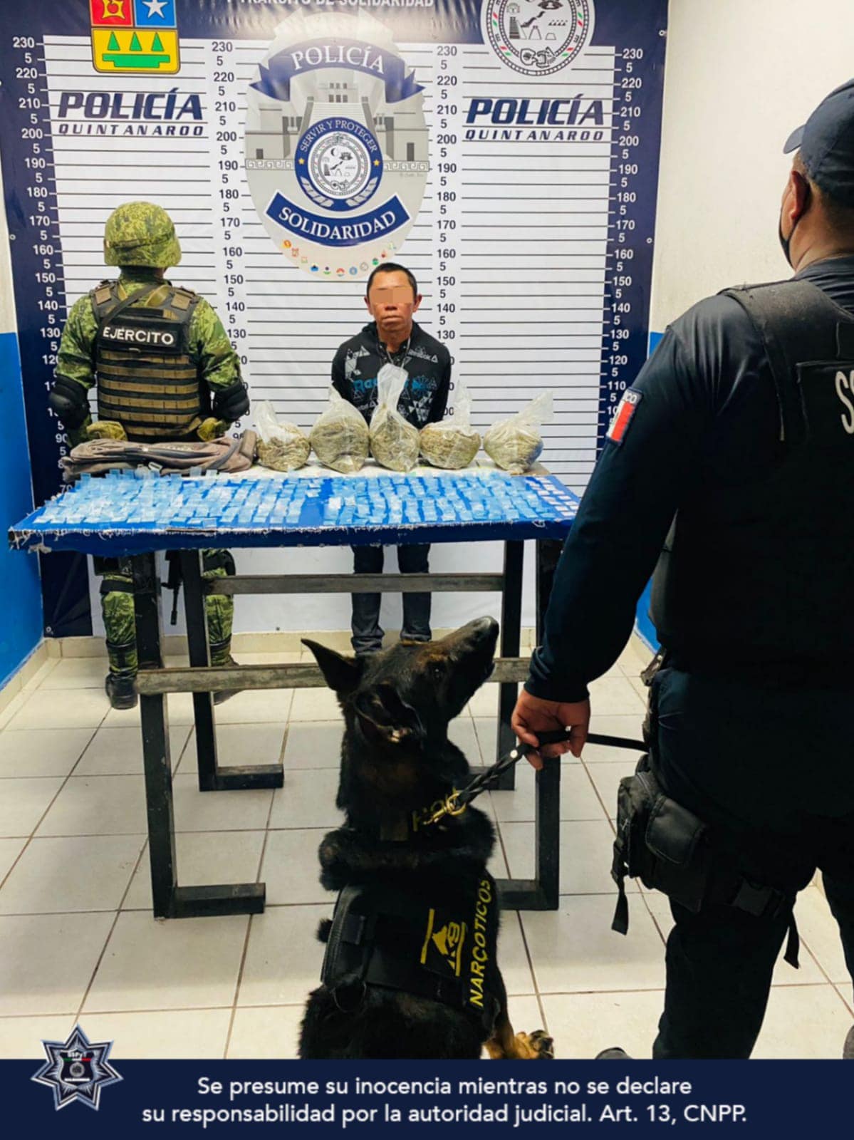 Sujeto con 340 dosis de droga cae en filtro de Playa del Carmen; el narcodistribuidor fue identificado como Santos "N", de 45 años, de Yucatán.