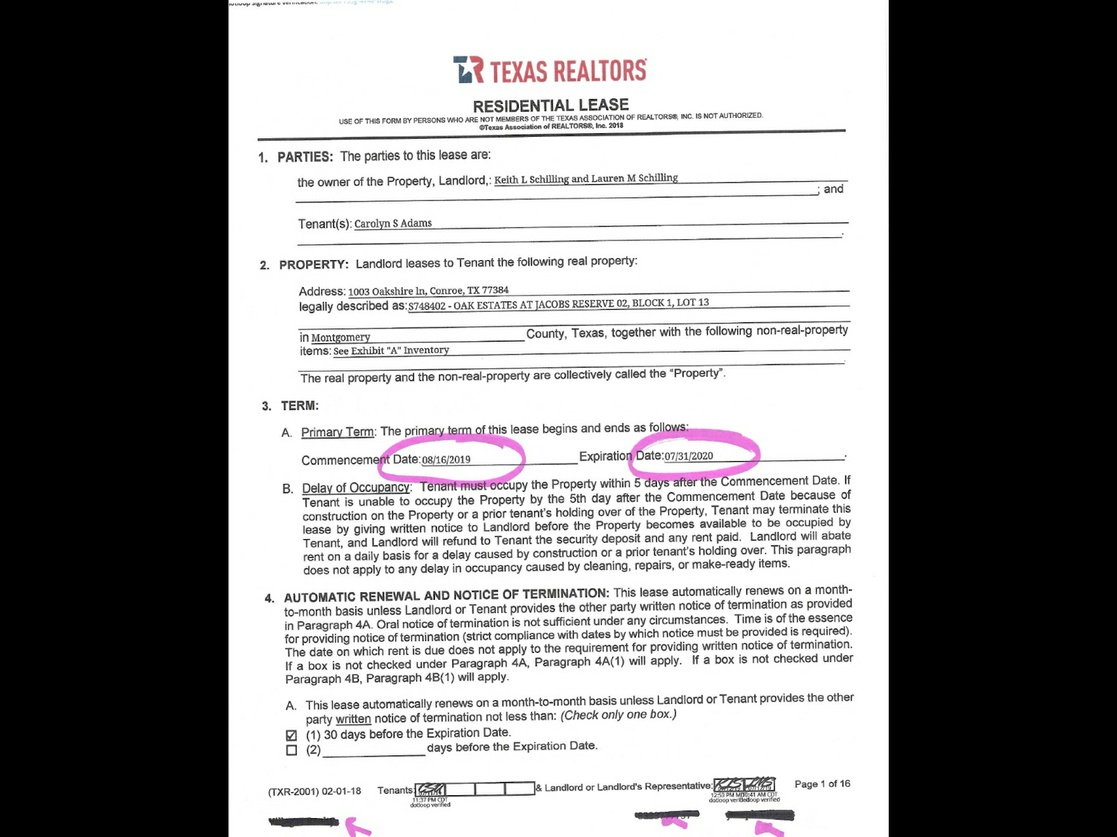 Contrato de arrendamiento acordado del 16 de agosto de 2019 al 31 de julio de 2020.