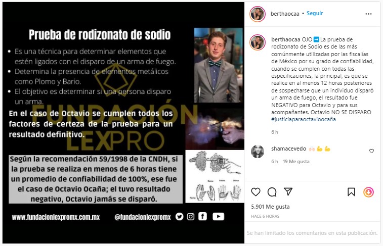 Caso Octavio Ocaña: Presentan prueba de rodizonato de sodio