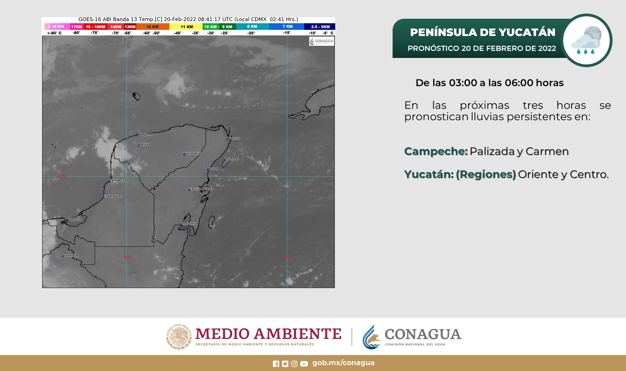Pronóstico del clima para hoy domingo 20 de febrero en Quintana Roo; Cielo medio nublado, y lluvias aisladas en el estado, Campeche Yucatán.