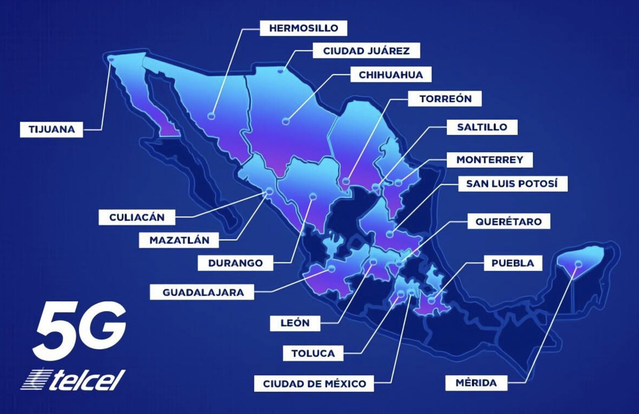 Lanza Telcel su Red 5G en México: tendrá una cobertura inicial en 18 de las principales ciudades del país.