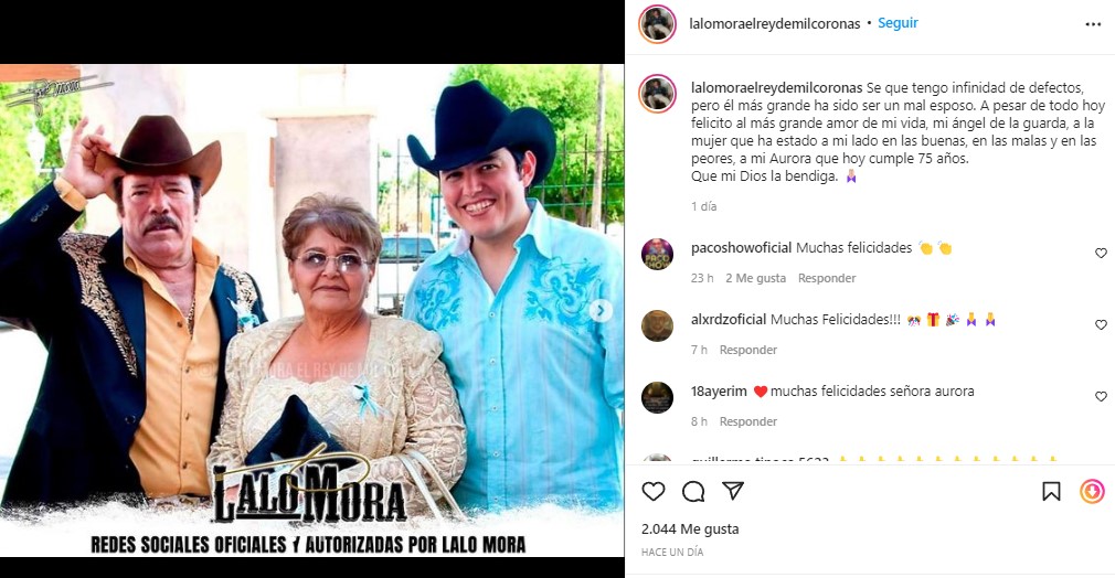 Lalo Mora felicita a su esposa y admite ser "un mal esposo"