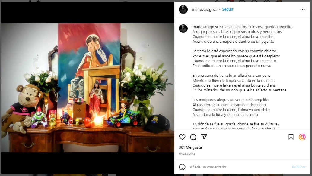 Mario Zaragoza está de luto; muere su hijo de 14 años