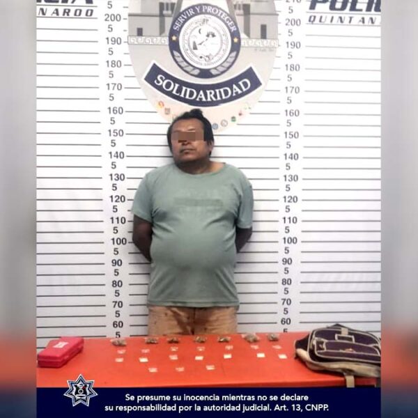 Detienen a presunto narcomenudista en Playa Del Carmen