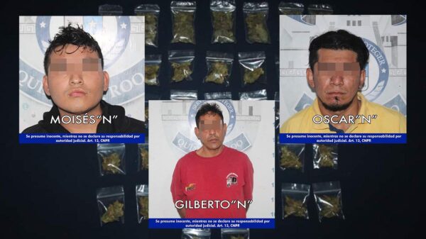 Detienen en Cancún a tres presuntos narcomenudistas