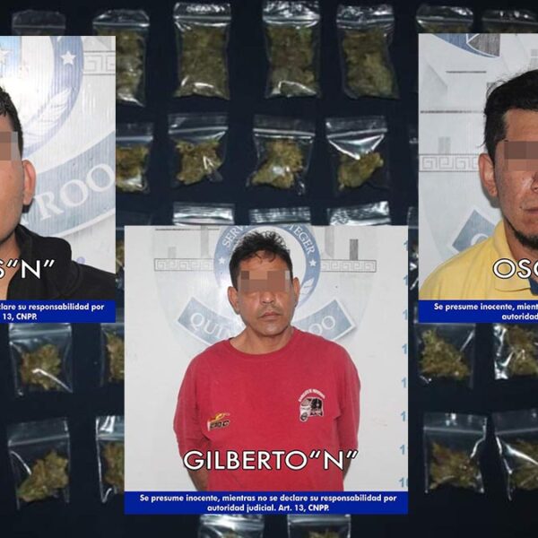 Detienen en Cancún a tres presuntos narcomenudistas