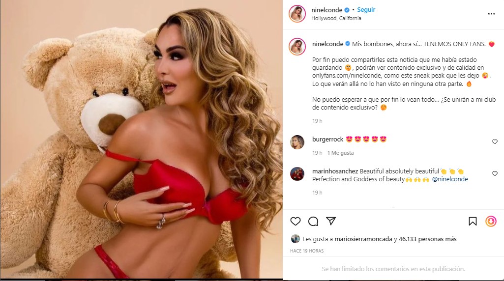 Ninel Conde ya abrió su cuenta de OnlyFans
