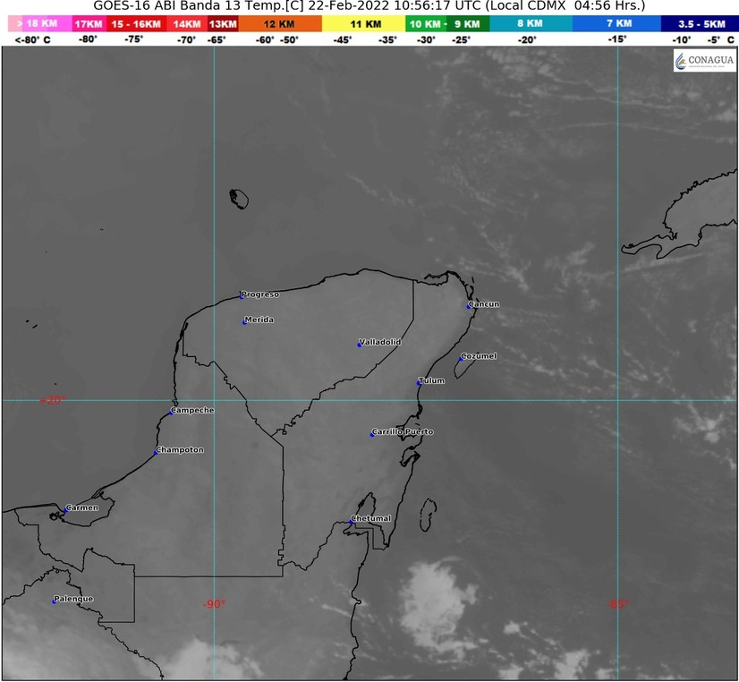 Pronóstico del clima para hoy martes 22 de febrero en Quintana Roo; cielo medio nublado con lluvias aisladas en el estado, Campeche y Yucatán.