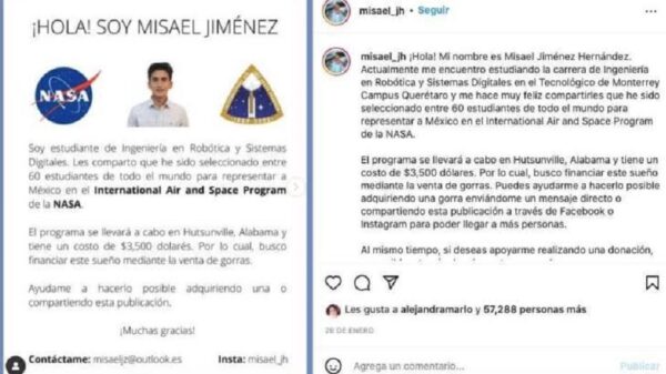 Estudiante mexicano seleccionado por la NASA vende gorras para costear el viaje.