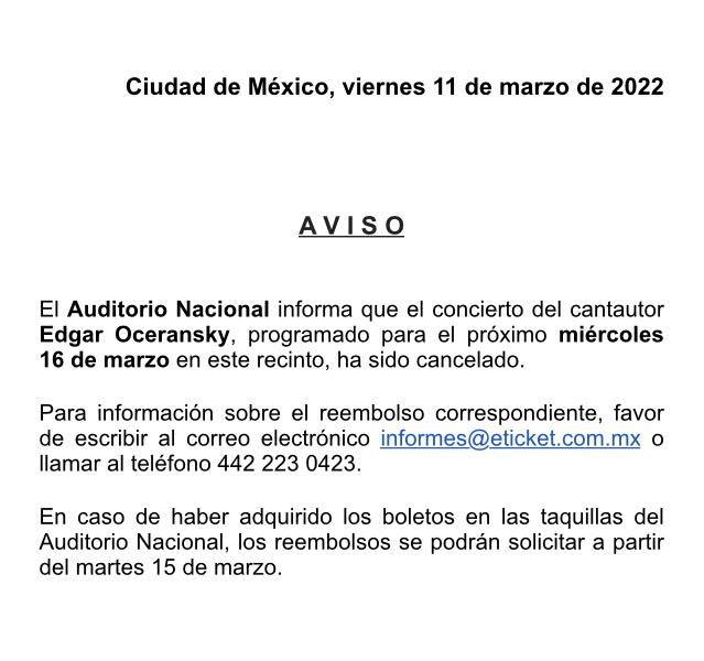 Cancelan concierto de Edgar Oceransky tras acusaciones de acoso