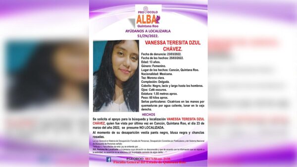 Desaparece en Cancún una adolescente mas