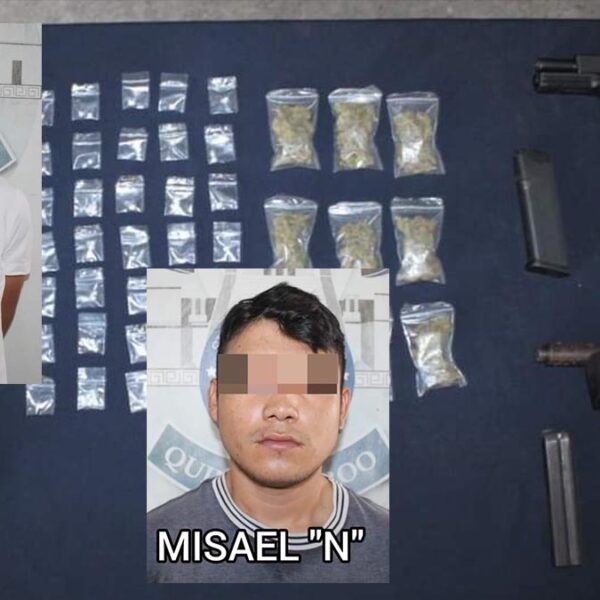 Detienen autoridades en Cancún a dos narcos empistolados