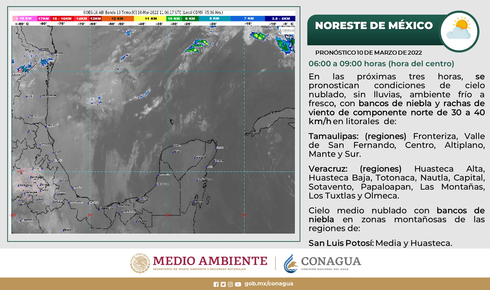 Pronóstico del clima para hoy jueves 10 de marzo en Quintana Roo; Cielo parcialmente nublado con probabilidad de lluvias por la tarde.