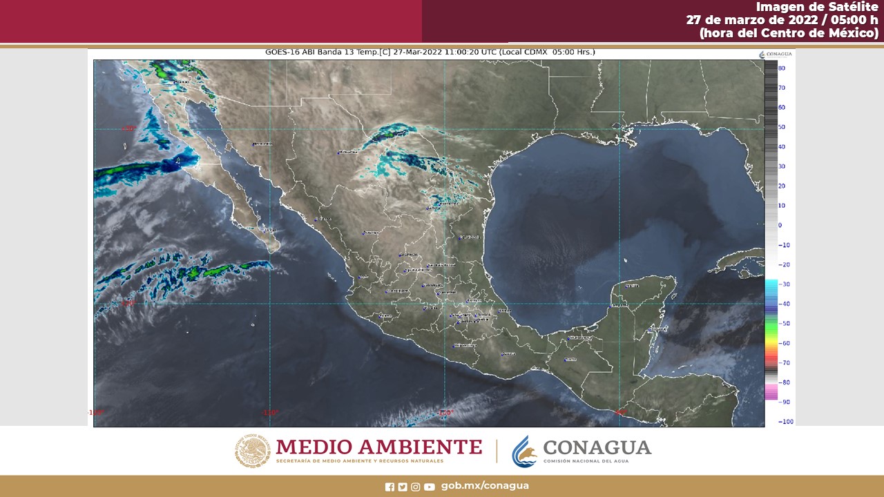Pronóstico del clima para hoy domingo 27 de marzo en Quintana Roo; cielo parcialmente nublado la mayor parte del día con lluvias aisladas.
