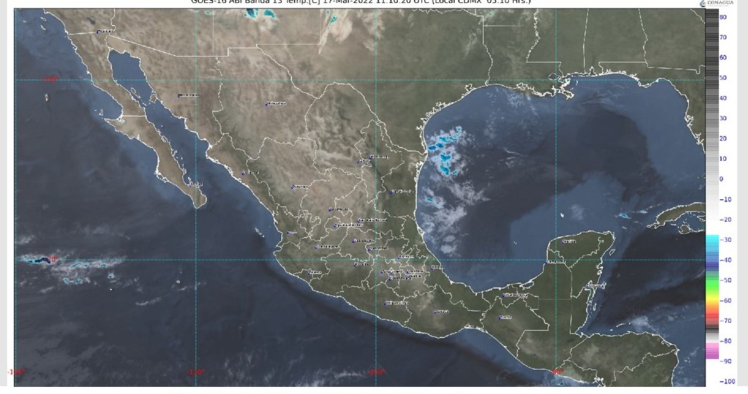 Pronóstico del clima para hoy jueves 17 de marzo en Quintana Roo; cielo medio nublado con posibilidad de lluvias aisladas y temperaturas calurosas.