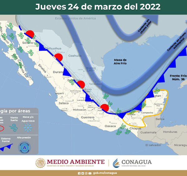 Afectará el Frente Frío No. 38 a Quintana Roo.