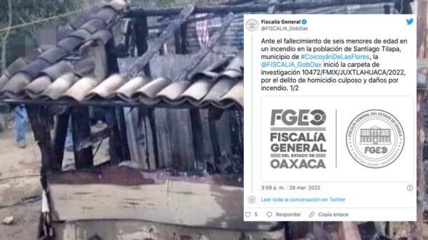 Mueren seis menores al incendiarse su casa en Oaxaca