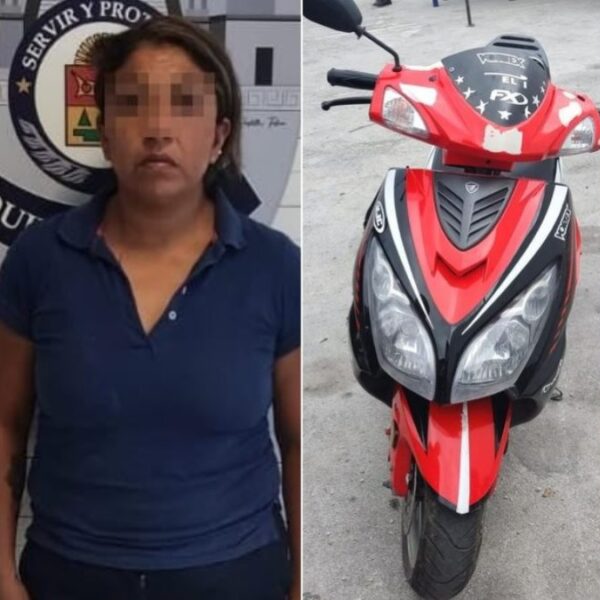 Detienen en Cancún a mujer con una motocicleta robada.