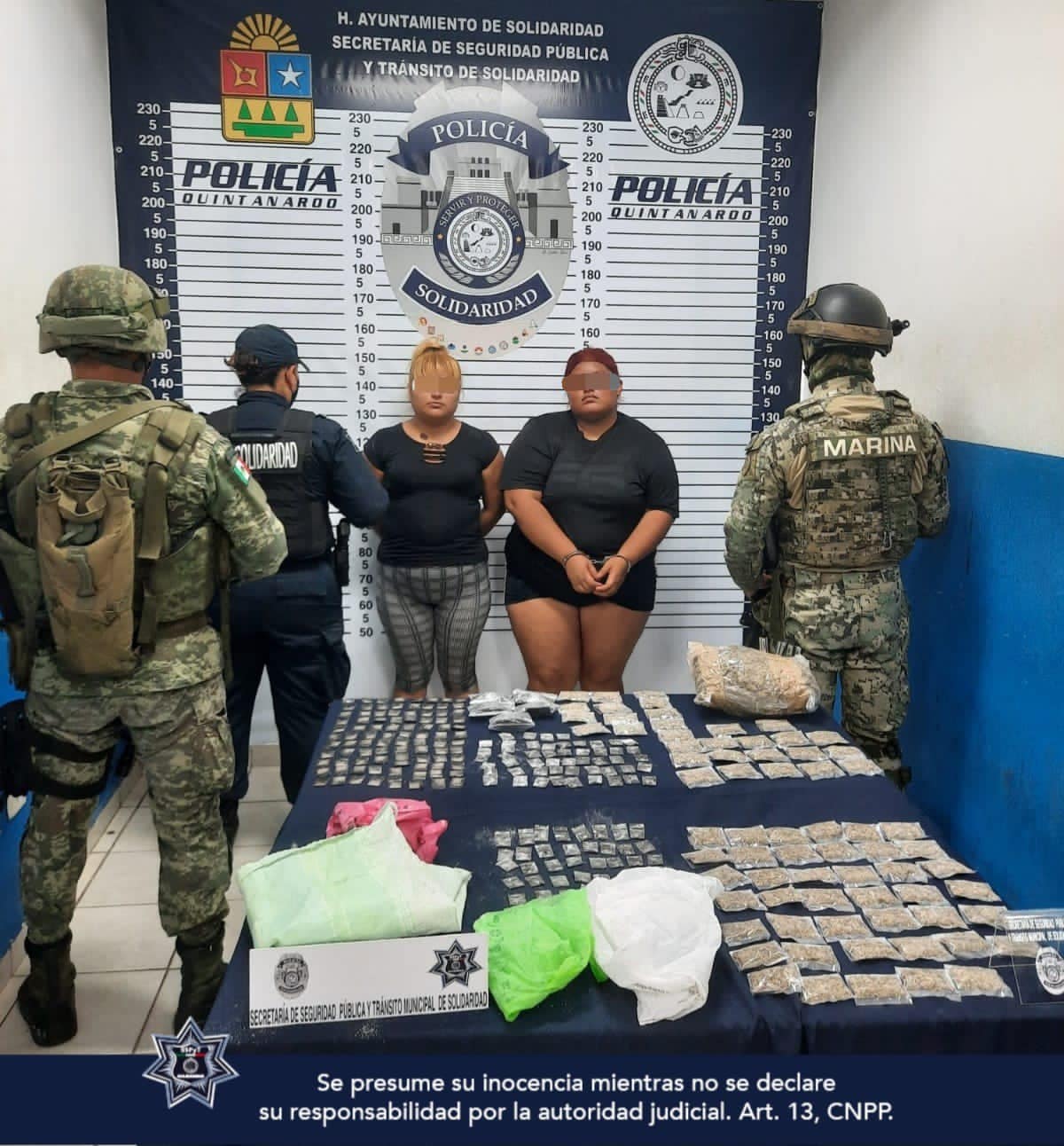 En Playa del Carmen detienen a dos mujeres con más de 250 dosis de drogas; Azucena y Gesury "N" tenían su centro de operaciones en la Colosio.