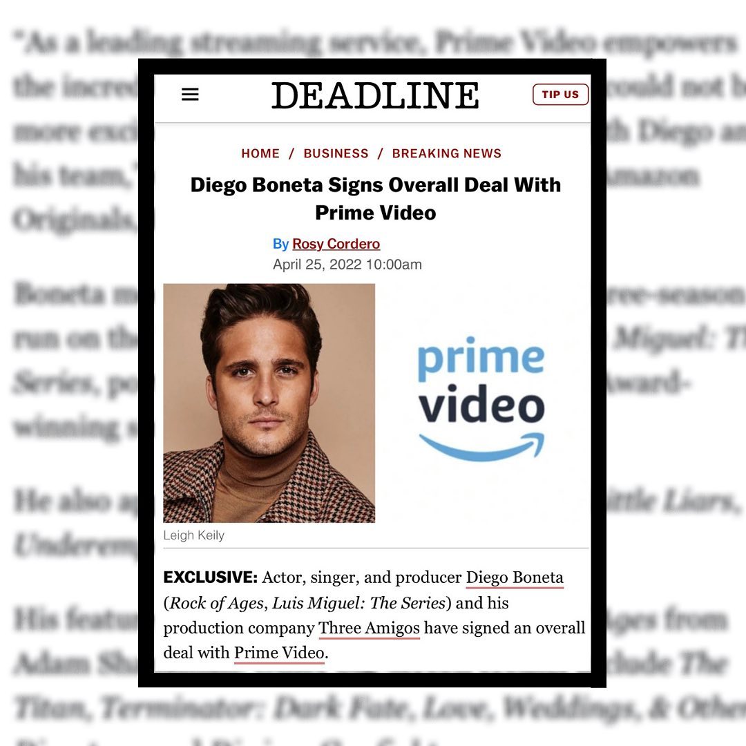 Diego Boneta se une a las filas de Prime Video para generar contenido