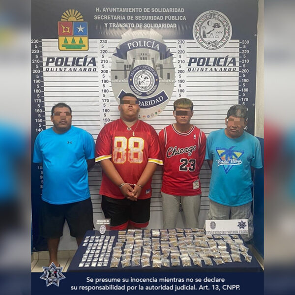 Aseguran a cuatro hombres con narcóticos en Playa Del Carmen