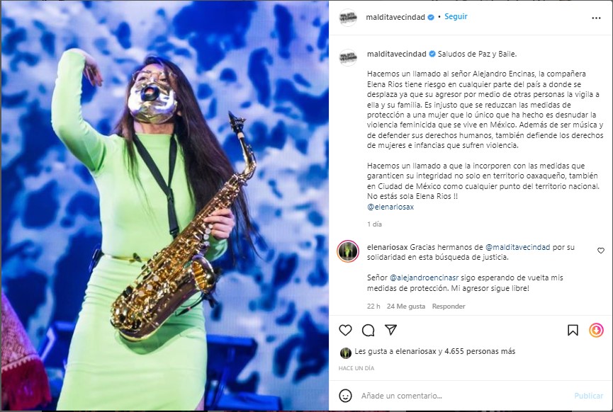 "Su agresor la vigila": Maldita Vecindad pide protección para María Elena Ríos