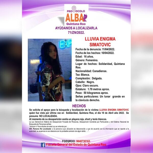 Reportan una visitante mas desaparecida en Playa Del Carmen