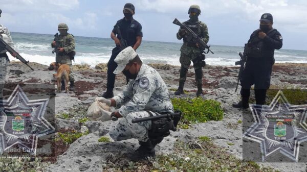 Recala en Akumal un paquete de droga conocida como hachís.
