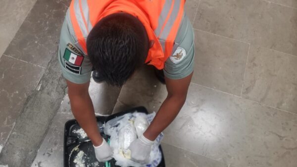 La Guardia Nacional aseguró cristal y metanfetaminas en el aeropuerto de Toluca.