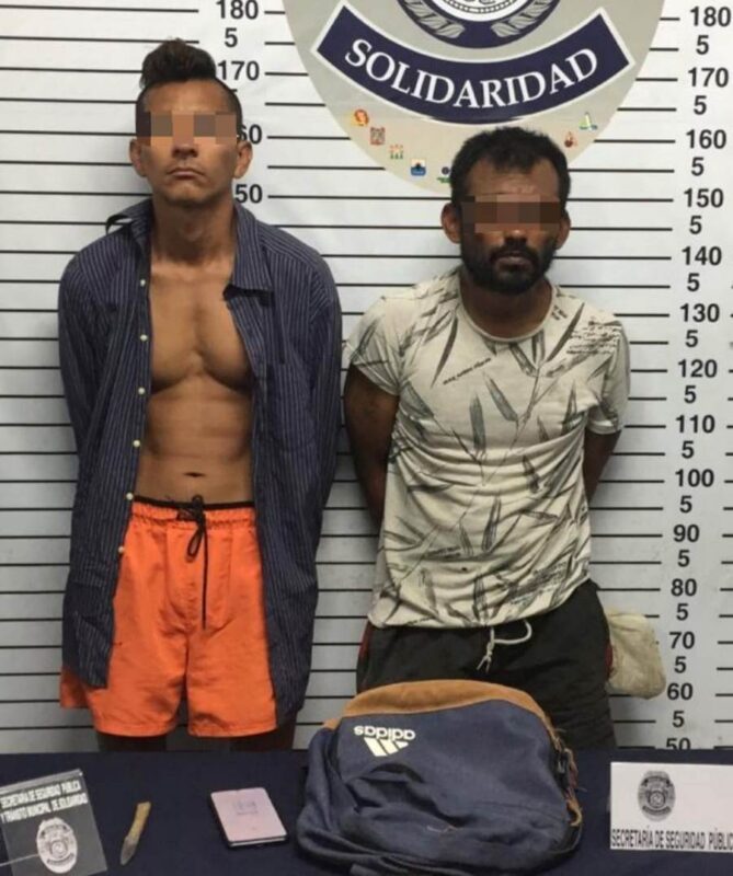 Detenidos por robo con violencia en la colonia Colosio; amagaron con un cuchillo a su víctima y la metieron a una cuartería.