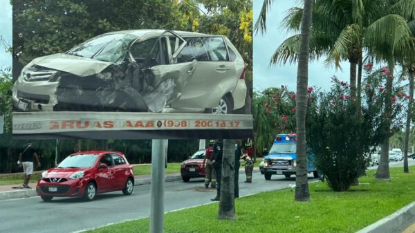 Violento choque en zona hotelera de Cancún deja un lesionado