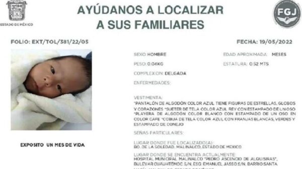 Bebé de un mes es abandonado en cajuela de auto