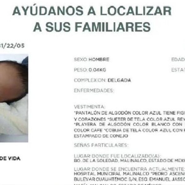 Bebé de un mes es abandonado en cajuela de auto